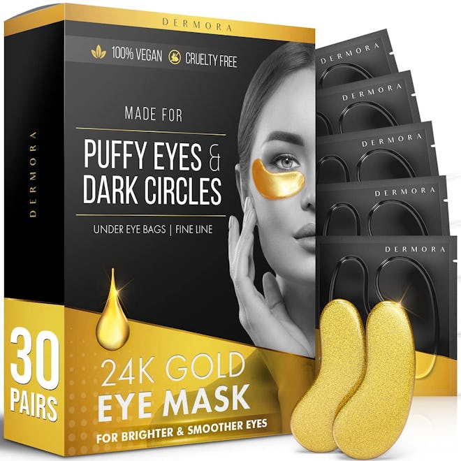 DERMORA 24K Vegan Gold Eye Masks (30-Pairs)