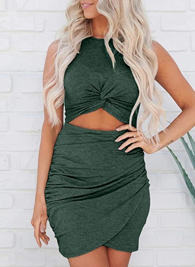Acelitt Hollow Out Twist Bodycon Dress