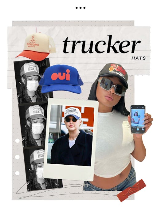 Rihanna and Gigi Hadid are seen wearing retro trucker hats