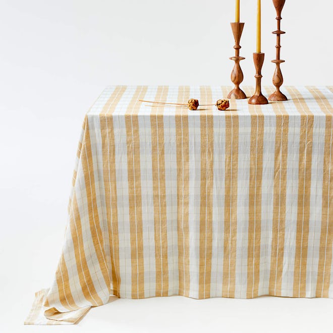 Marin Oversized Yellow Plaid Tablecloth