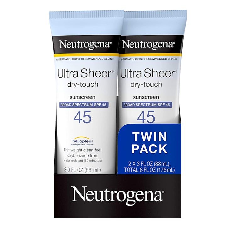 Neutrogena Ultra Sheer Dry-Touch Sunscreen for runners is fast-absorbing and comes in a two-pack. 