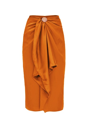 Andrea Iyamah ruched orange skirt