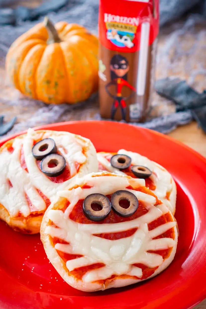 Pizza mummies are a fun Halloween treat for babies.
