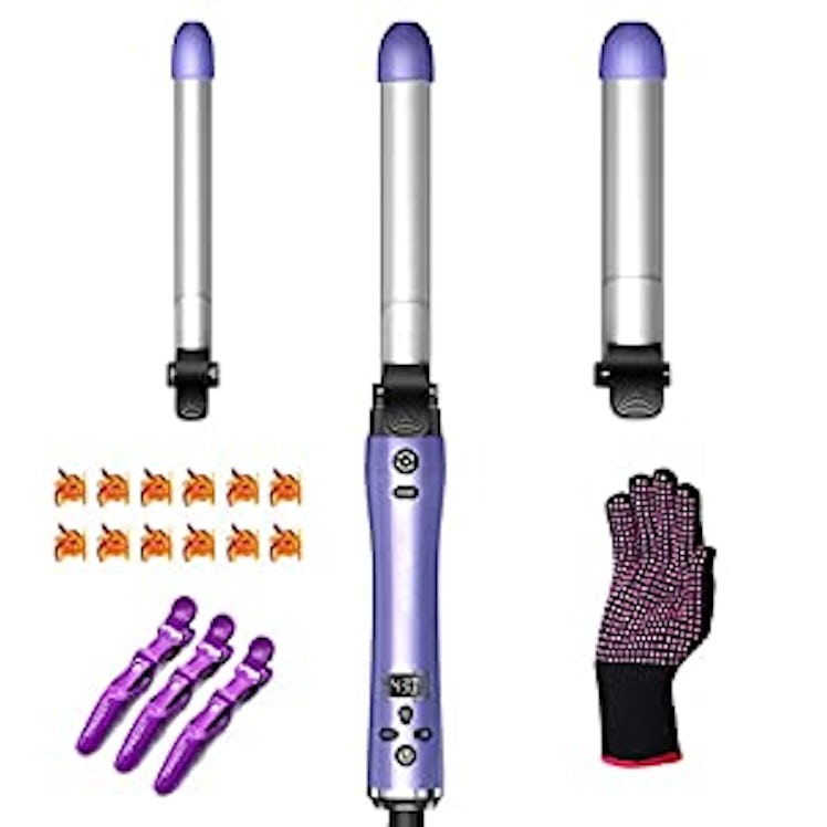 The Lyealion Beach Wave automatic curling iron for short hair comes with multiple barrel sizes. 