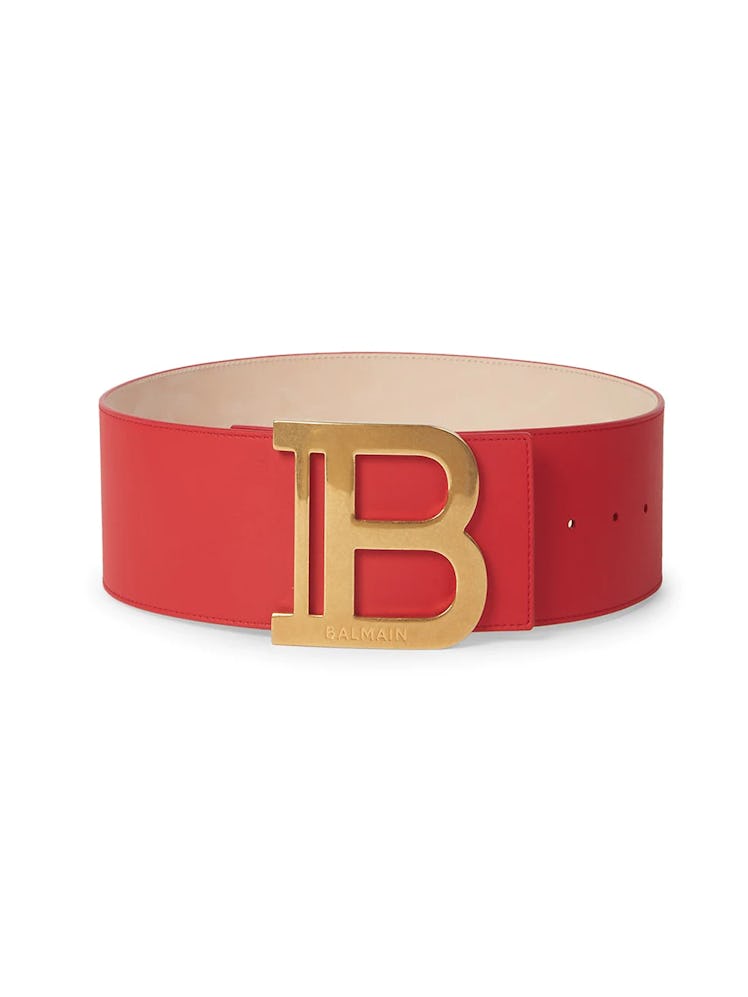 Balmain red leather belt