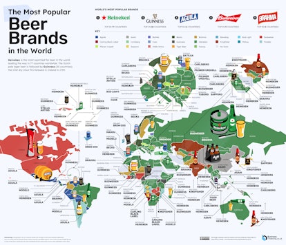 Map of all the favorite beer brands across the world