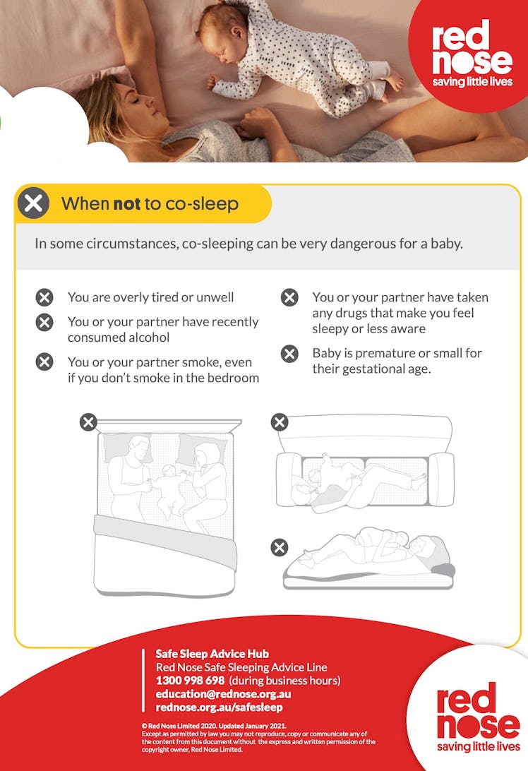 A section of the Red Noses Safe Sleep guide, Australia. 