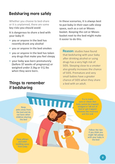 A page from the Public Health of England’s safe sleep guide, part of a 5-page PDF distributed with t...