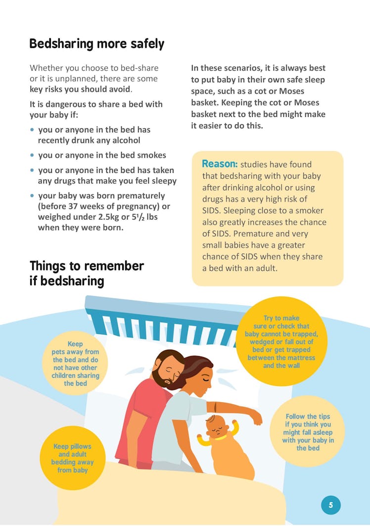 A page from the Public Health of England’s safe sleep guide, part of a 5-page PDF distributed with t...