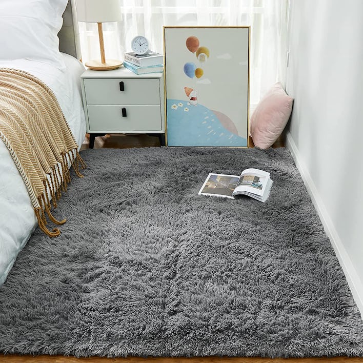 Ophanie Grey Rugs for Bedroom