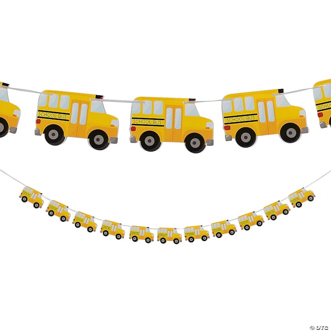 This tissue school bus garland is a super cute back-to-school party decoration.
