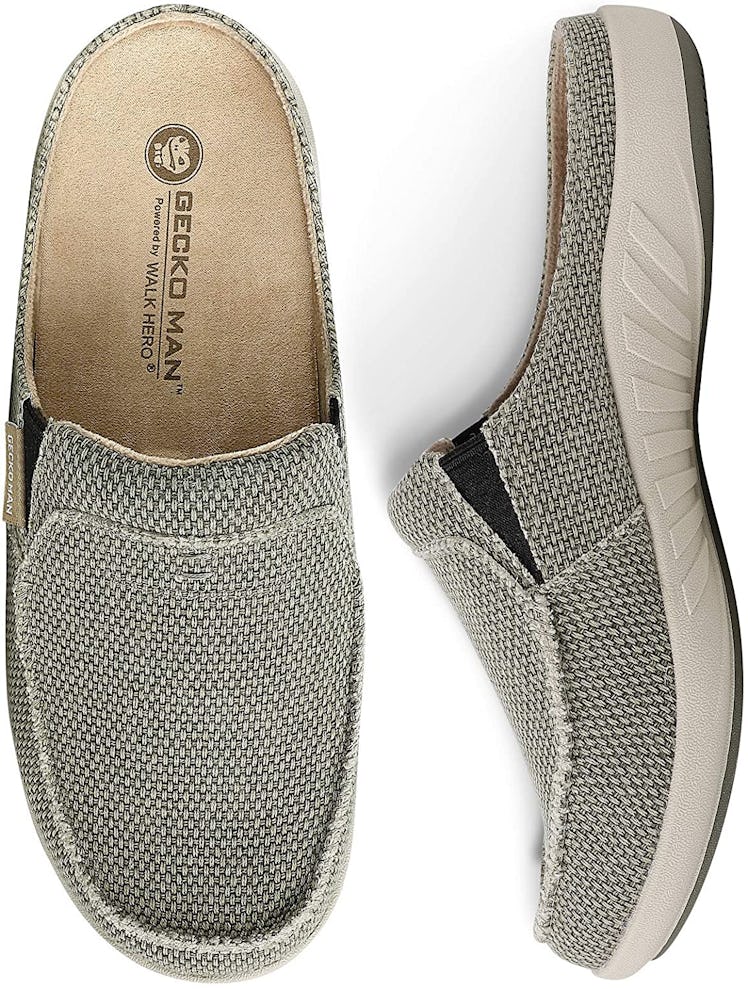 These house shoes for men are made from canvas and contoured for support.