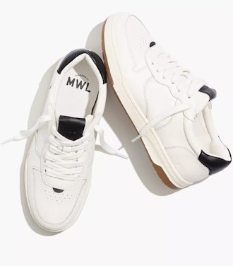 Court Sneakers in White and Black Leather
