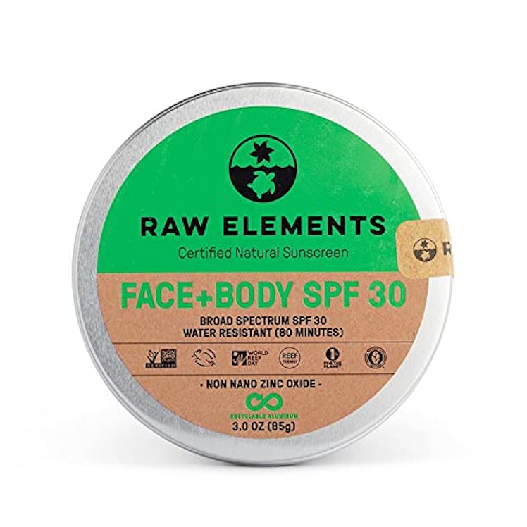 Raw Elements Certified Natural Sunscreen for runners is organic and comes in a reusable tin. 