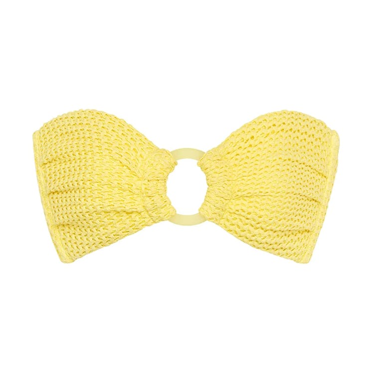 Montce yellow crochet bandeau bikini top