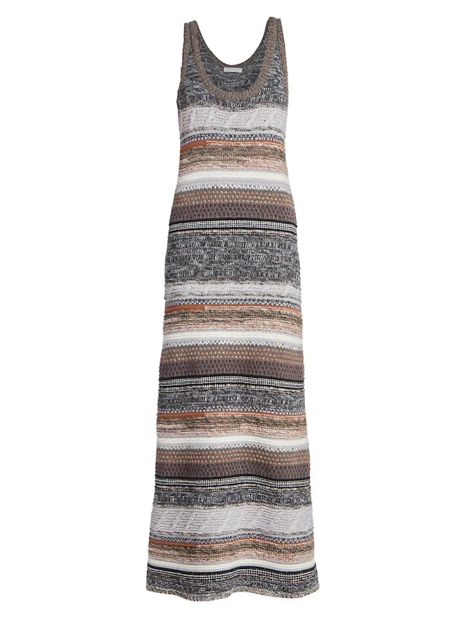 Chloé Striped Knit Colorblocked Maxi Dress