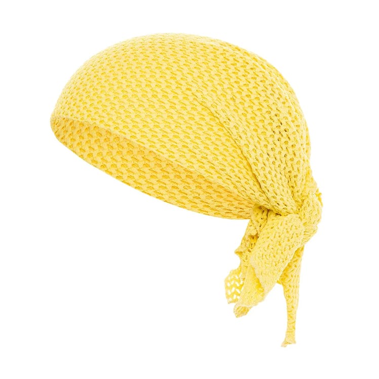 Montce yellow crochet head scarf