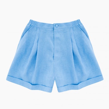 Dynasty Linen Shorts in Cerulean Blue