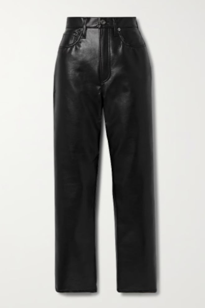 Agolde Leather-Blend Straight-Leg Pants