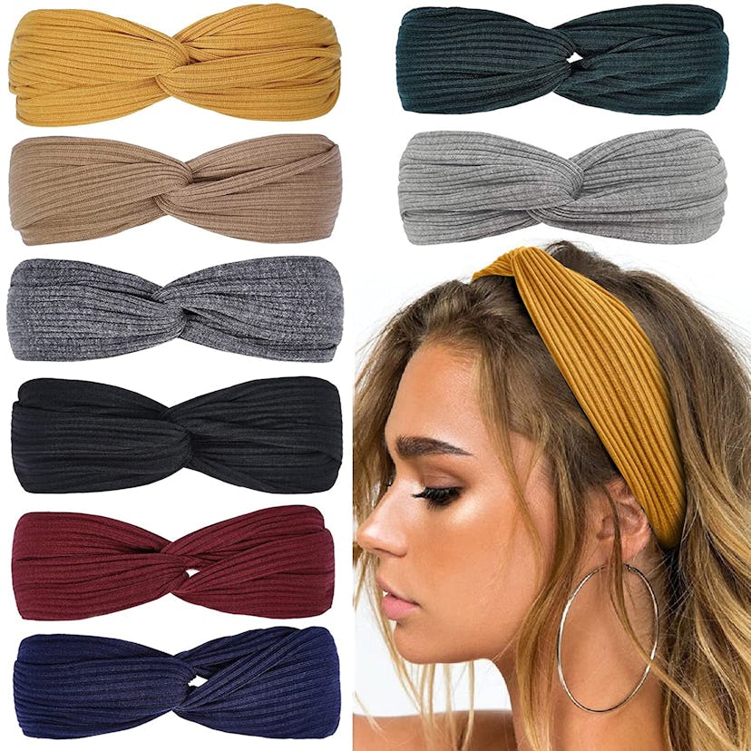 HUACHI 90s Chic Stretchy Twist Headbands (8-Pack)