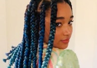 Amandla Stenberg blue ombre box braids styled by Lacy Redway