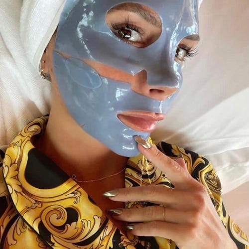 Victoria Beckham in a hydrogel mask