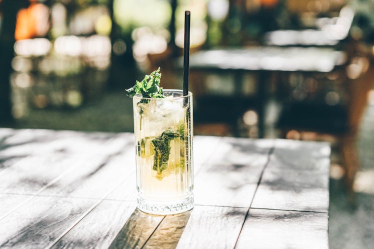 lemonade cocktail set on sunny table