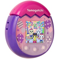 Tamagotchi Pix Party is pictured in the pink and purple "Baloons" color scheme