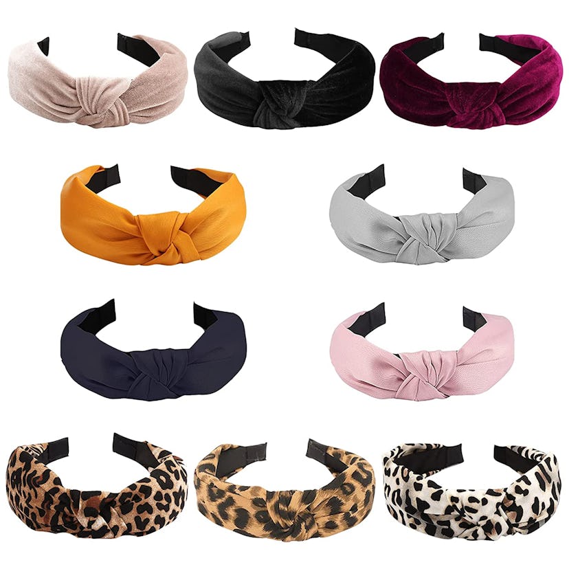 Ondder Top Knot Velvet & Cloth Headbands (10-Pack) Hair Band For Comfort 