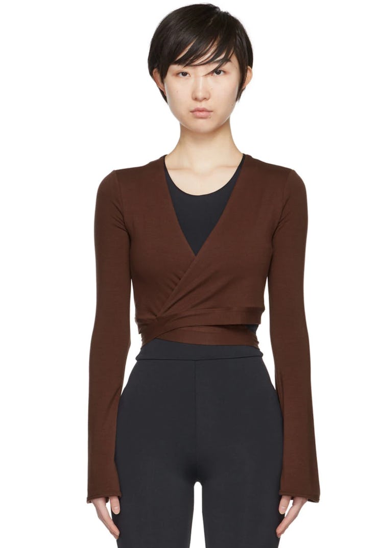 Brown Wrap Sport Top