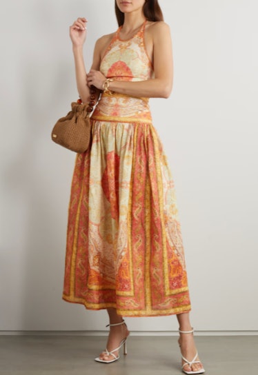 Anneke cutout paisley-print linen maxi dress