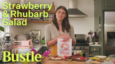 Jess Damuck makes a strawberry rhubarb salad for Bustle Book Club.