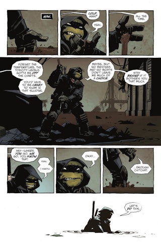 The first page of The Last Ronin Issue #1, Teenage Mutant Ninja Turtles.