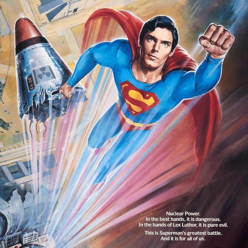Superman flying towards the sky