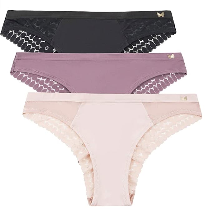 Jessica Simpson Microfiber Lace Tanga Panties (3-Pack)
