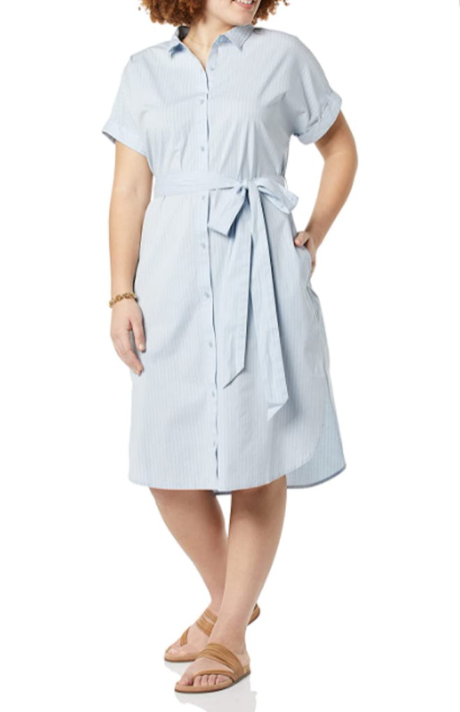 Amazon Essentials Short-Sleeve Belted Shirt Dress