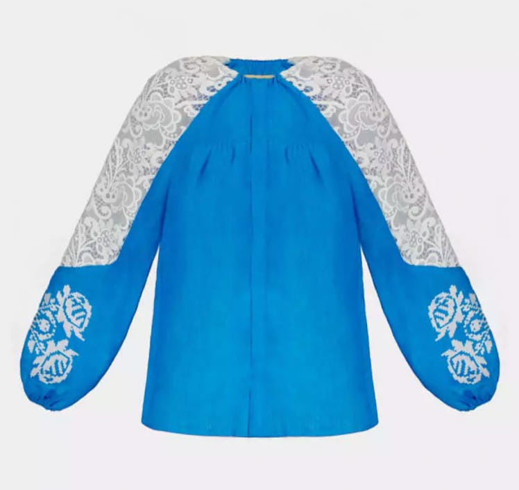 Women’s Blouse With Lace And Traditional Embroidery