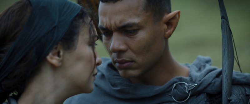 Bronwyn (Nazanin Boniadi) and Arondir (Ismael Cruz Córdova) in 'The Rings of Power.'