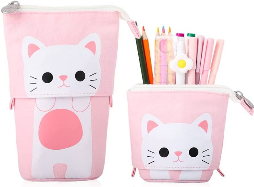 iSuperb Cartoon Cute Cat Telescopic Pencil Bag With Zipper Closure 