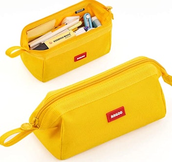 1pc yellow creative cartoon pen bag, students can use pencil bag cute  pencil case