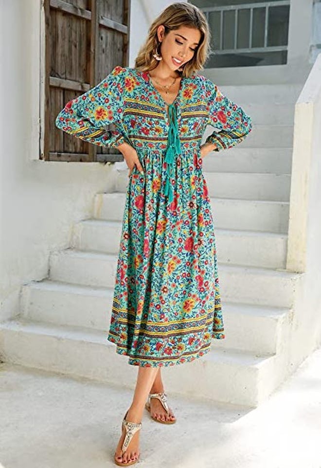 R.Vivimos Long-Sleeve Tassel Midi Dress