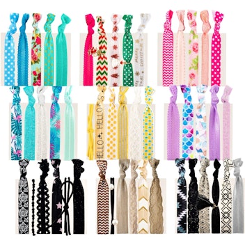 79STYLE Ouchless Cute Print Ribbon Ponytail Holder Hair Tie (50-Pack) Great For Back To School