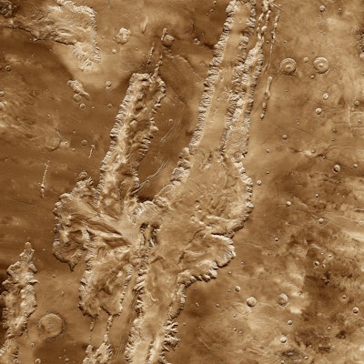 Mars canyon aerial shot