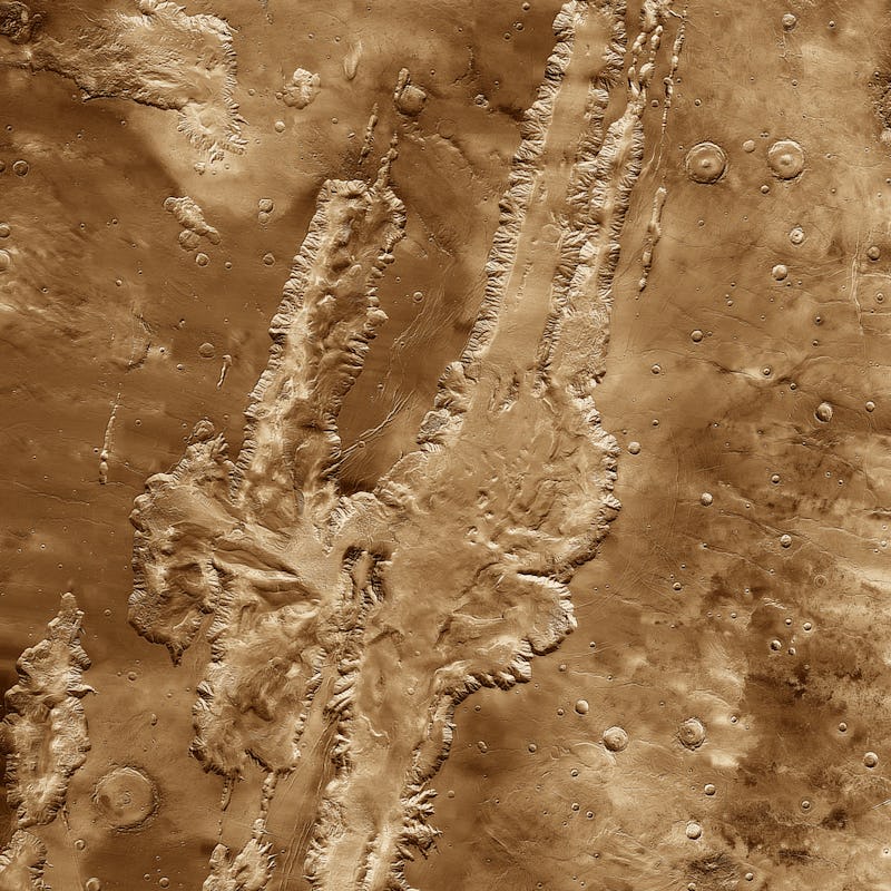Mars canyon aerial shot