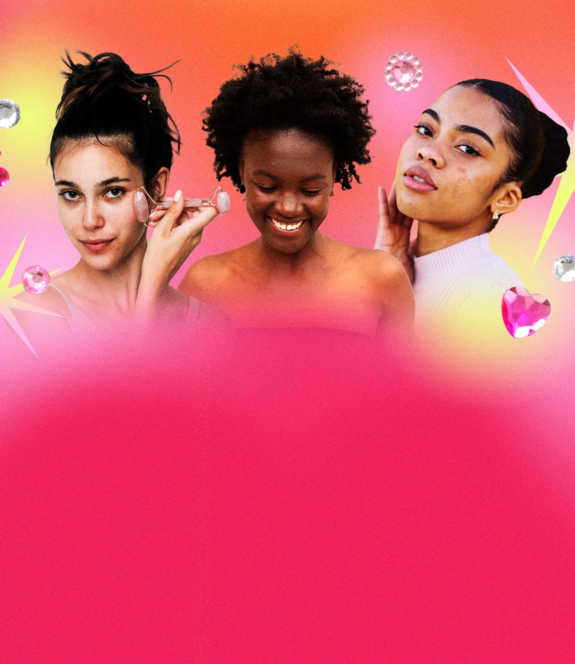 Collage of three young ladies dealing with acnes