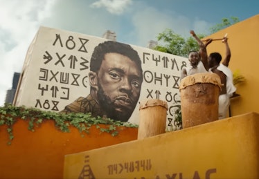 A mural of Chadwick Boseman as T'Challa in the first 'Black Panther: Wakanda Forever' trailer