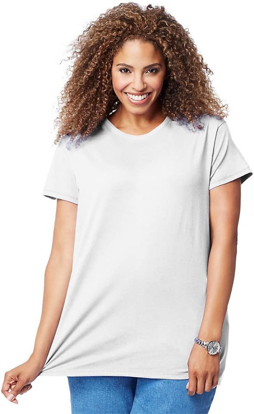 JUST MY SIZE Women's Plus Size Short Sleeve Crewneck T-Shirt Comfortable Perfect Fit