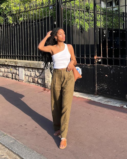 Claire Most in white tank top