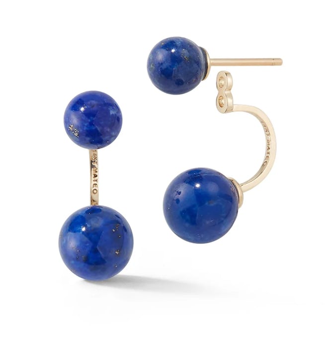 14kt Gold Lapis Ear Jacket Earrings