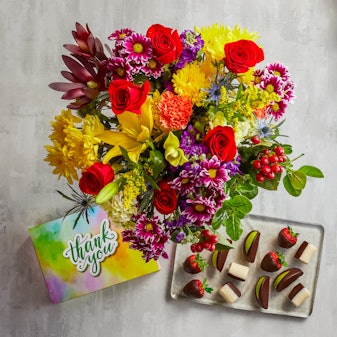 Thank You Flower Bouquet & Gift Set